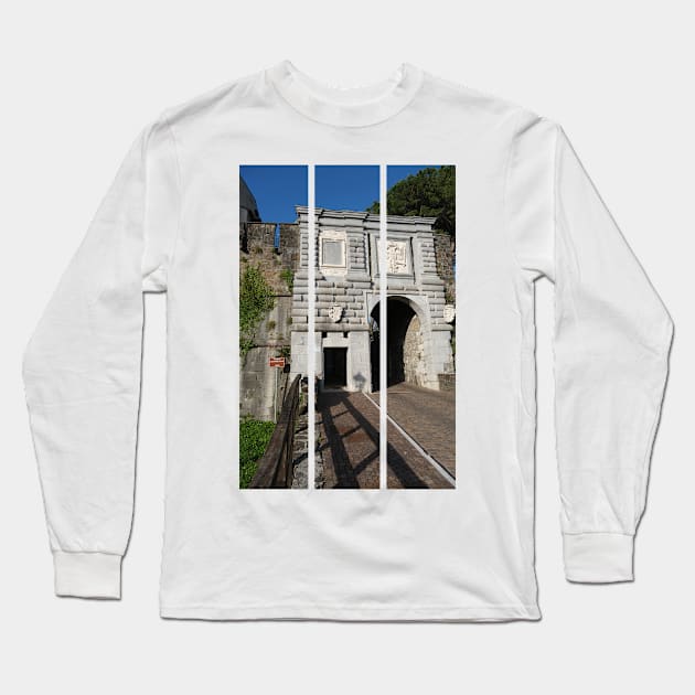 Gorizia, Italy. The castle. It stands between the walls of the ancient village, what medieval sources cite as Upper Land. Friuli Venezia Giulia. Sunny spring afternoon day (vertical) Long Sleeve T-Shirt by fabbroni-art